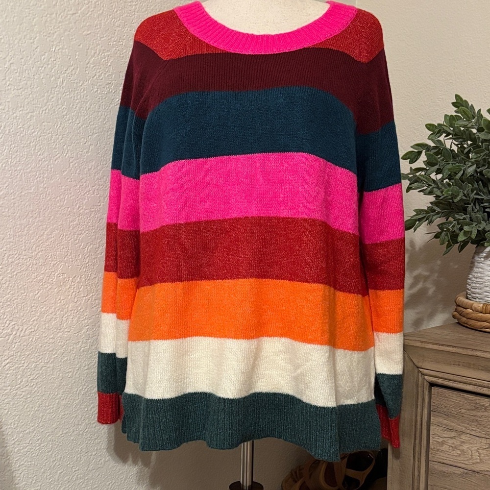 Lane Bryant Multicolor Striped Sweater